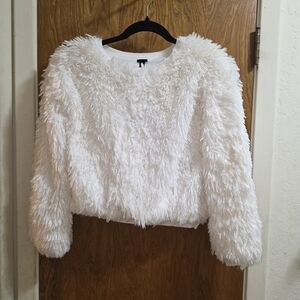 Art Class White Fuzzy Sweater